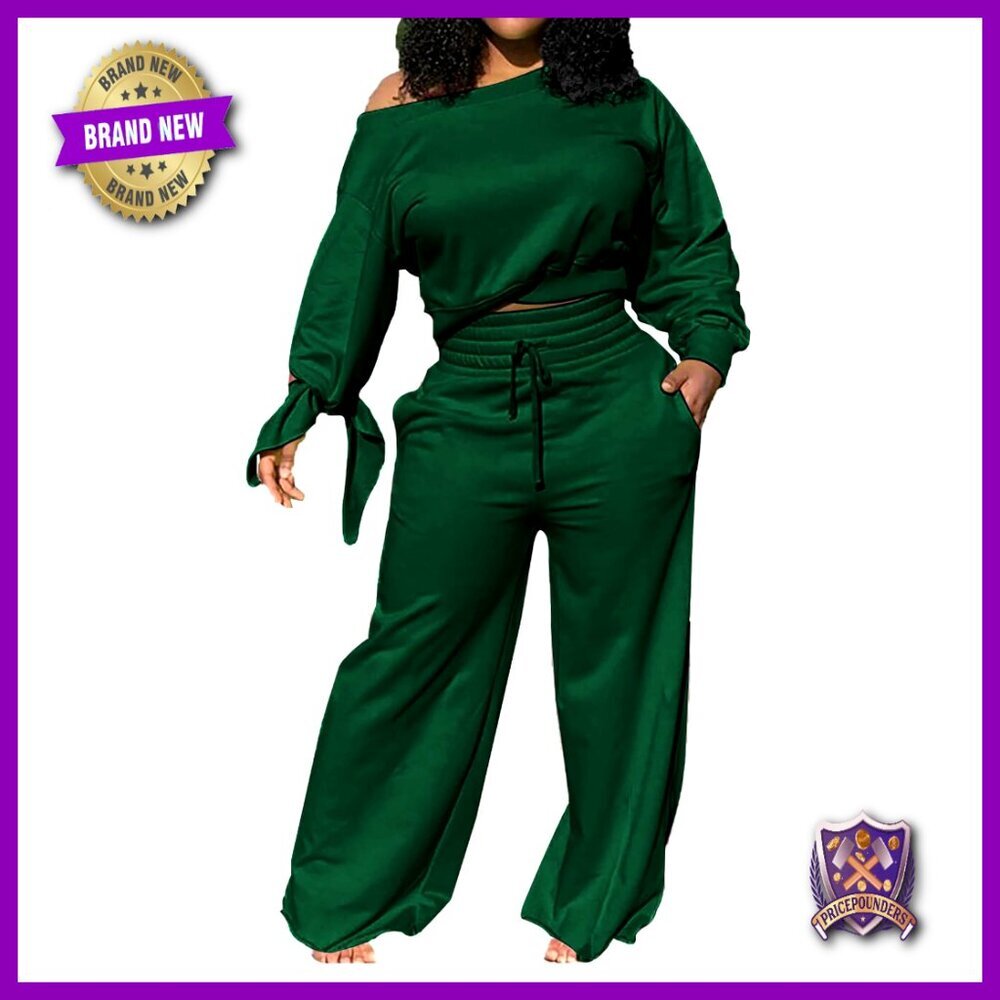Large Polyester Spandex Sweatsuit Set with Pockets and Drawstring